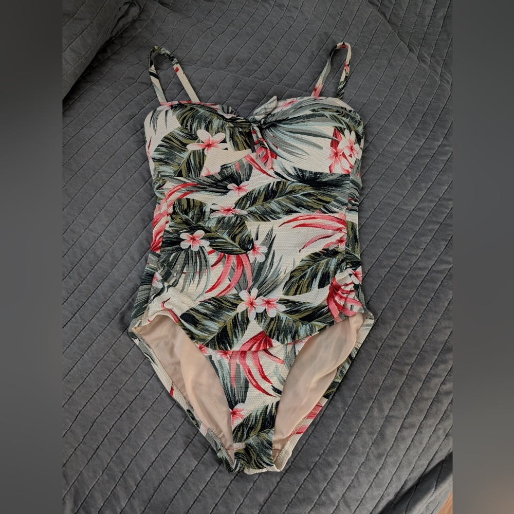 Kona Sol Tropical Floral Resort One Piece Swimsuit